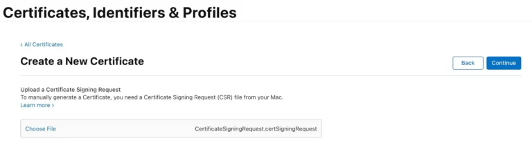 upload certificate
