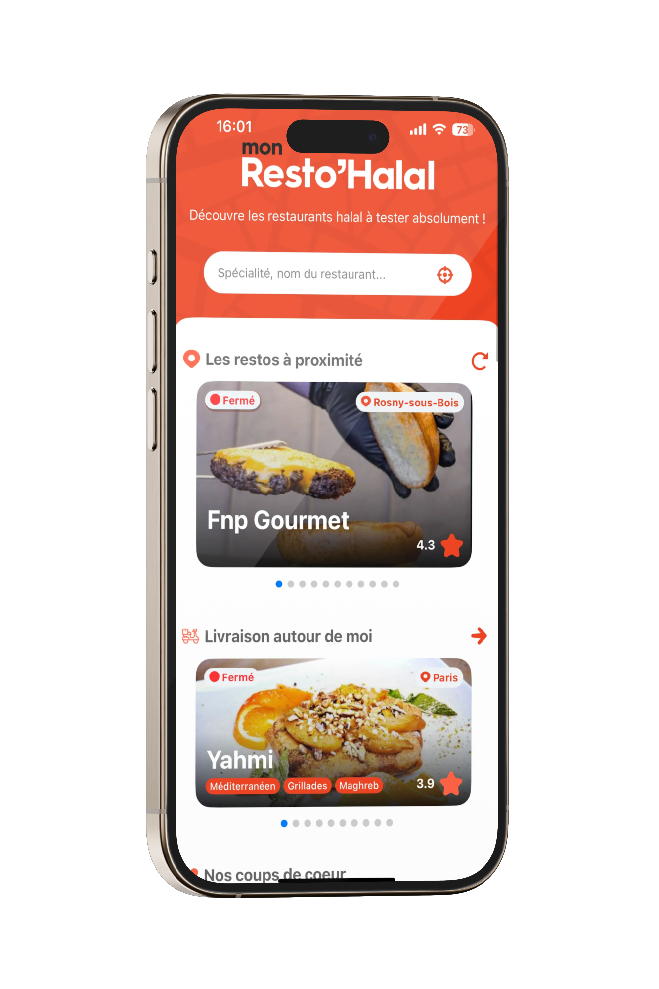iphone avec l'application mon resto' Halal